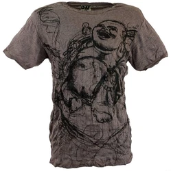 Guru-Shop T-Shirt Sure Herren T-Shirt Happy Buddha taupe