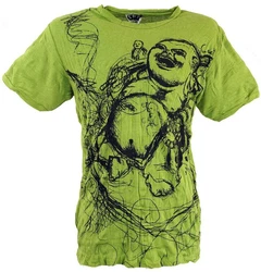 Guru-Shop T-Shirt Sure Herren T-Shirt Happy Buddha lemon