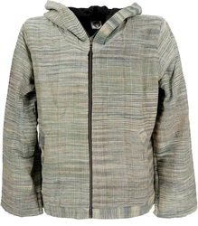 Guru-Shop Strickjacke Ethno Kadhi Kapuzenjacke aqua