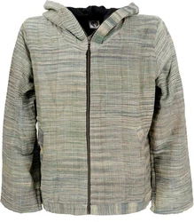Guru-Shop Strickjacke Ethno Kadhi Kapuzenjacke aqua