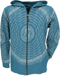 Strickjacke Goa Jacke, Sweatshirt Jacke mit Mandala - petrol alternative Bekleidung