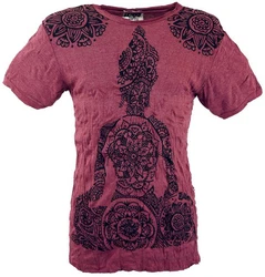 Guru-Shop T-Shirt Sure Herren T-Shirt Mandala Buddha bordeaux