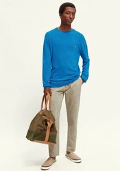 Scotch & Soda Rundhalspullover Essentials Blau/Hellblau
