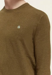 Scotch & Soda Rundhalspullover Essentials Khaki/Dunkelgrün/Braun