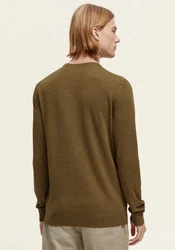 Scotch & Soda Rundhalspullover Essentials Khaki/Dunkelgrün/Braun