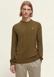Scotch & Soda Rundhalspullover Essentials Khaki/Dunkelgrün/Braun