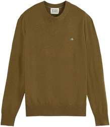 Scotch & Soda Rundhalspullover Essentials Khaki/Dunkelgrün/Braun