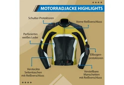 German Wear Motorradjacke GW409J Gelb/Mischfarben/Grün