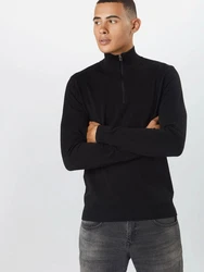 SELECTED HOMME Rundhalspullover Berg Schwarz/Dunkelblau