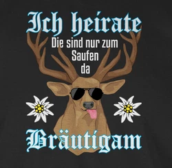 Shirtracer T-Shirt Brutigam Hirsch weiß