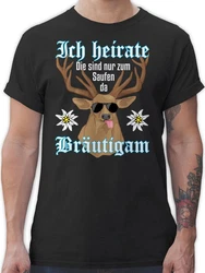 Shirtracer T-Shirt Brutigam Hirsch weiß