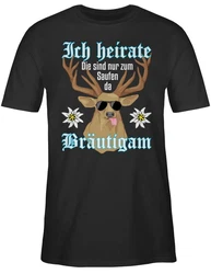 Shirtracer T-Shirt Brutigam Hirsch weiß