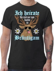Shirtracer T-Shirt Brutigam Hirsch weiß