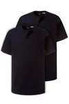 JP1880 T-Shirt Henleys Basic 2er-Pack Rundhals Knopfleiste Dunkelblau/Blau