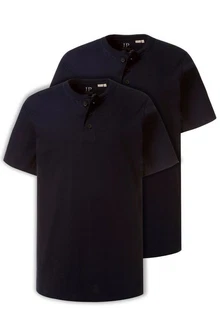 JP1880 T-Shirt Henleys Basic 2er-Pack Rundhals Knopfleiste Dunkelblau/Blau JP1880 T-Shirt Henleys Basic 2er-Pack Rundhals Knopfleiste Dunkelblau/Blau