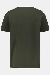 JP1880 T-Shirt Henley Basic Knopfleiste Dunkelgrün/Khaki