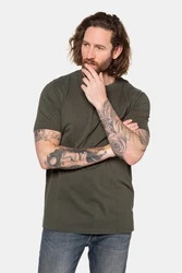 JP1880 T-Shirt Henley Basic Knopfleiste Dunkelgrün/Khaki