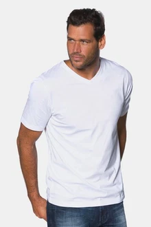 JP1880 T-Shirt Basic V-Ausschnitt Hellblau/Weiß/Creme