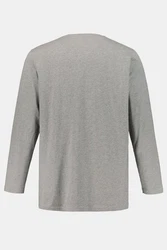 JP1880 Henley Basic Shirt Langarm Knopfleiste Grau/Hellgrau