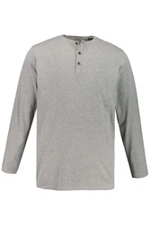 JP1880 Henley Basic Shirt Langarm Knopfleiste Grau/Hellgrau