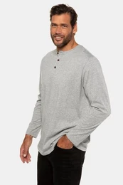 T-Shirt JP 1880 Henley Basic Shirt Langarm Knopfleiste