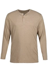 JP1880 Henley Basic Shirt Langarm Knopfleiste Khaki/Braun/Beige