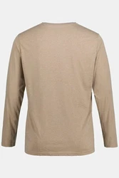 JP1880 Henley Basic Shirt Langarm Knopfleiste Khaki/Braun/Beige