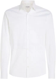 Businesshemd POPLIN STRETCH SLIM SHIRT mit Kentkragen, Logoprint auf Brusthhe