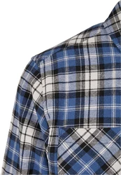 URBAN CLASSICS Langarmhemd Checked Roots Shirt Blau/Hellblau