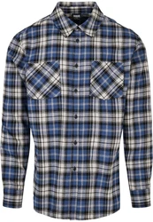 URBAN CLASSICS Langarmhemd Checked Roots Shirt Blau/Hellblau