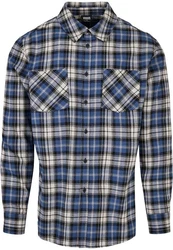 URBAN CLASSICS Langarmhemd Checked Roots Shirt Blau/Hellblau