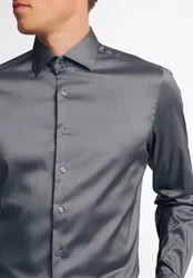 Eterna Businesshemd Hemd Dunkelgrau/Grau/Braun