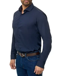 BARBONS Businesshemd Tailored-Fit Langarm Dunkelblau