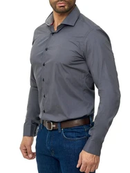 BARBONS Businesshemd Tailored-Fit Langarm Dunkelgrau/Dunkelblau/Grau
