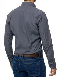 BARBONS Businesshemd Tailored-Fit Langarm Dunkelgrau/Dunkelblau/Grau