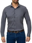 BARBONS Businesshemd Tailored-Fit Langarm Dunkelgrau/Dunkelblau/Grau
