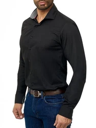 BARBONS Businesshemd Tailored-Fit Langarm Schwarz/Dunkelgrau
