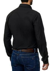 BARBONS Businesshemd Tailored-Fit Langarm Schwarz/Dunkelgrau