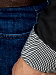 BARBONS Businesshemd Tailored-Fit Langarm Schwarz/Dunkelgrau