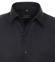 Redmond Kurzarmhemd Regular Fit Schwarz/Grau