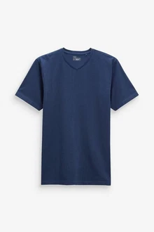Next T-Shirt Essential V-Ausschnitt Dunkelblau/Blau