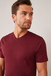 Next T-Shirt Essential V-Ausschnitt Dunkelrot/Bordeaux