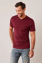 Next T-Shirt Essential V-Ausschnitt Dunkelrot/Bordeaux