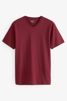 Next T-Shirt Essential V-Ausschnitt Dunkelrot/Bordeaux