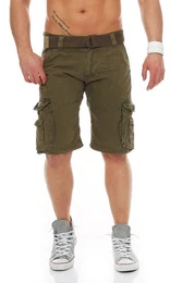 Cargoshorts Herren Shorts PARACHUTE (mit abnehmbarem Grtel) Shorts, kurze Hose, unifarben