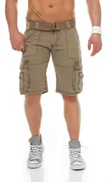 Cargoshorts Herren Shorts PARACHUTE (mit abnehmbarem Grtel) Shorts, kurze Hose, unifarben