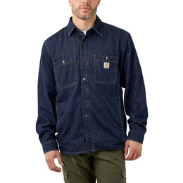 Outdoorhemd Herren Langarmhemd Denim Fleece Lined Snap