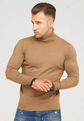 behype Rollkragenpullover TIBERIUS Slim Fit-Schnitt Khaki/Beige/Braun