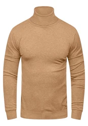 behype Rollkragenpullover TIBERIUS Slim Fit-Schnitt Khaki/Beige/Braun