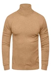 behype Rollkragenpullover TIBERIUS Slim Fit-Schnitt Khaki/Beige/Braun